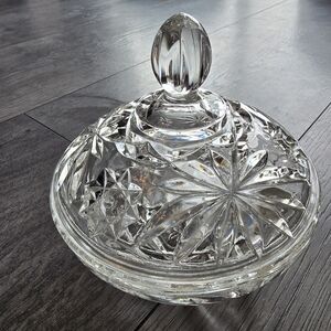 Vintage glass candy dish with lid